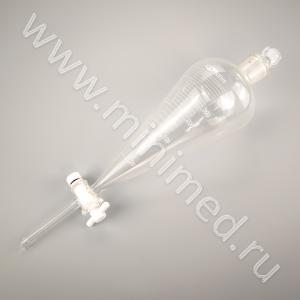 Воронка делительная ВД-3-500, грушевидная с делениями, ПТФЭ кран, уп.2/24 шт
