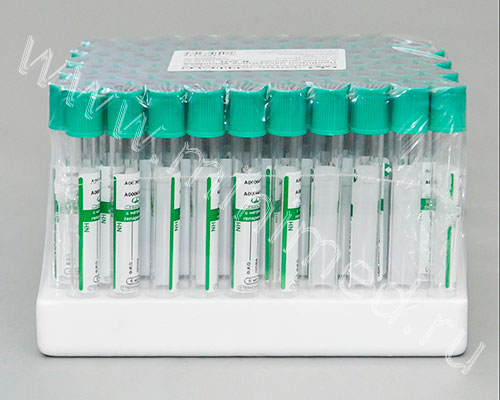 Пробирки вакуумные стеклянные с Li-гепарином (для исследования плазмы), зеленая крышка,МиниМед