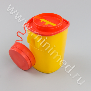 Емкость-контейнер для разрушения шприцев и игл (иглоотсекатель) объем 0,5л (Класс Б, желтые), Инновация