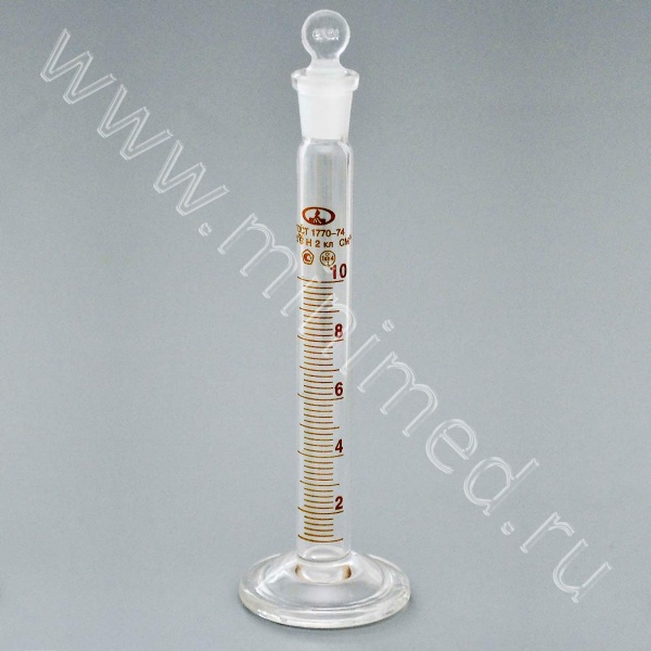 Цилиндры лабораторные (мерные: исполнение 2 - с пришлифованной пробкой, на стеклянном основании)