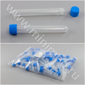 Пробирка цилиндрическая с винтовой крышкой, 15 мл,16×120 мм, б/дел, н/стерил., п/п, МиниМед, уп.100 шт.