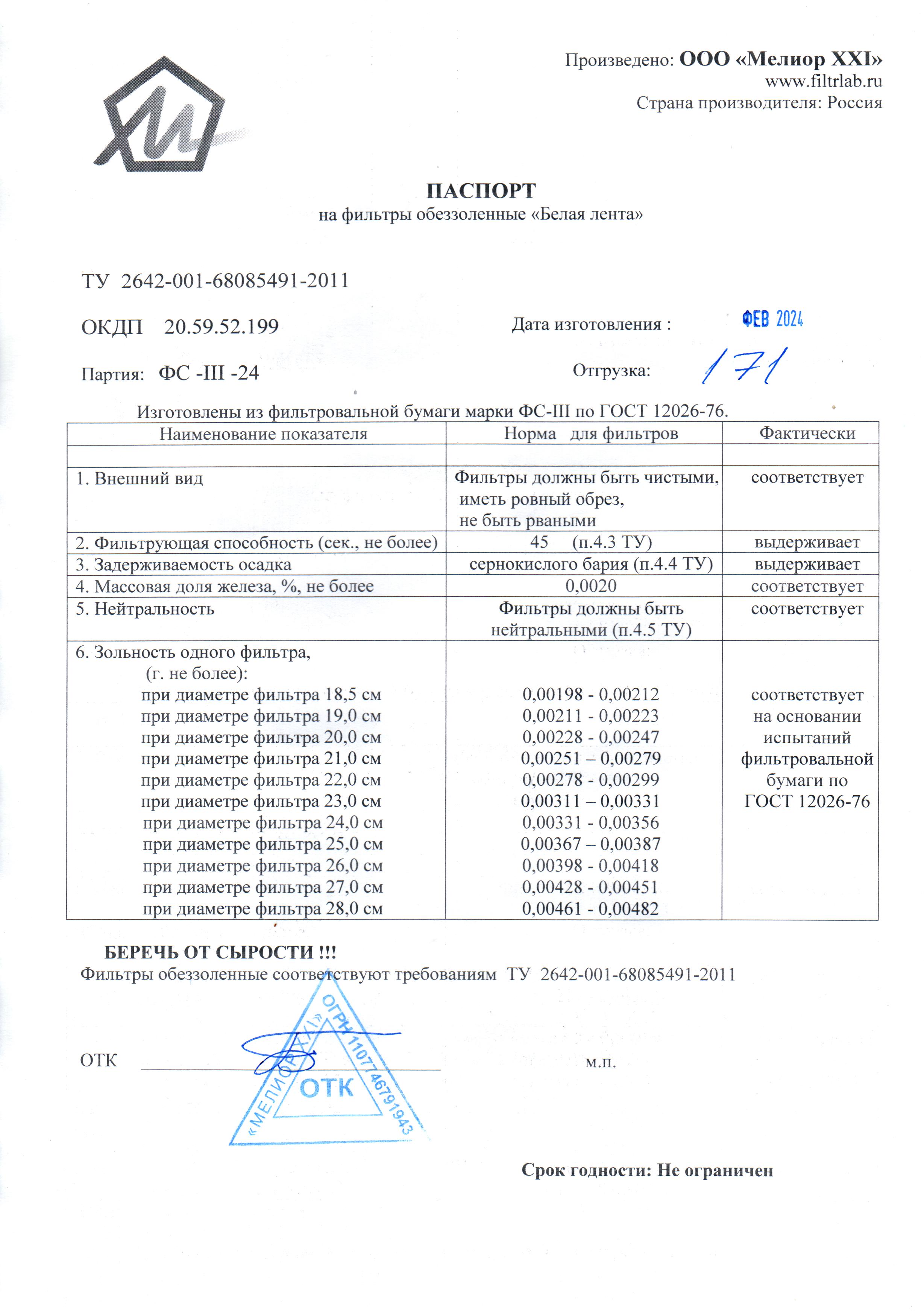 Фильтры обеззоленные Белая лента 18,5-28 см от 02.2024