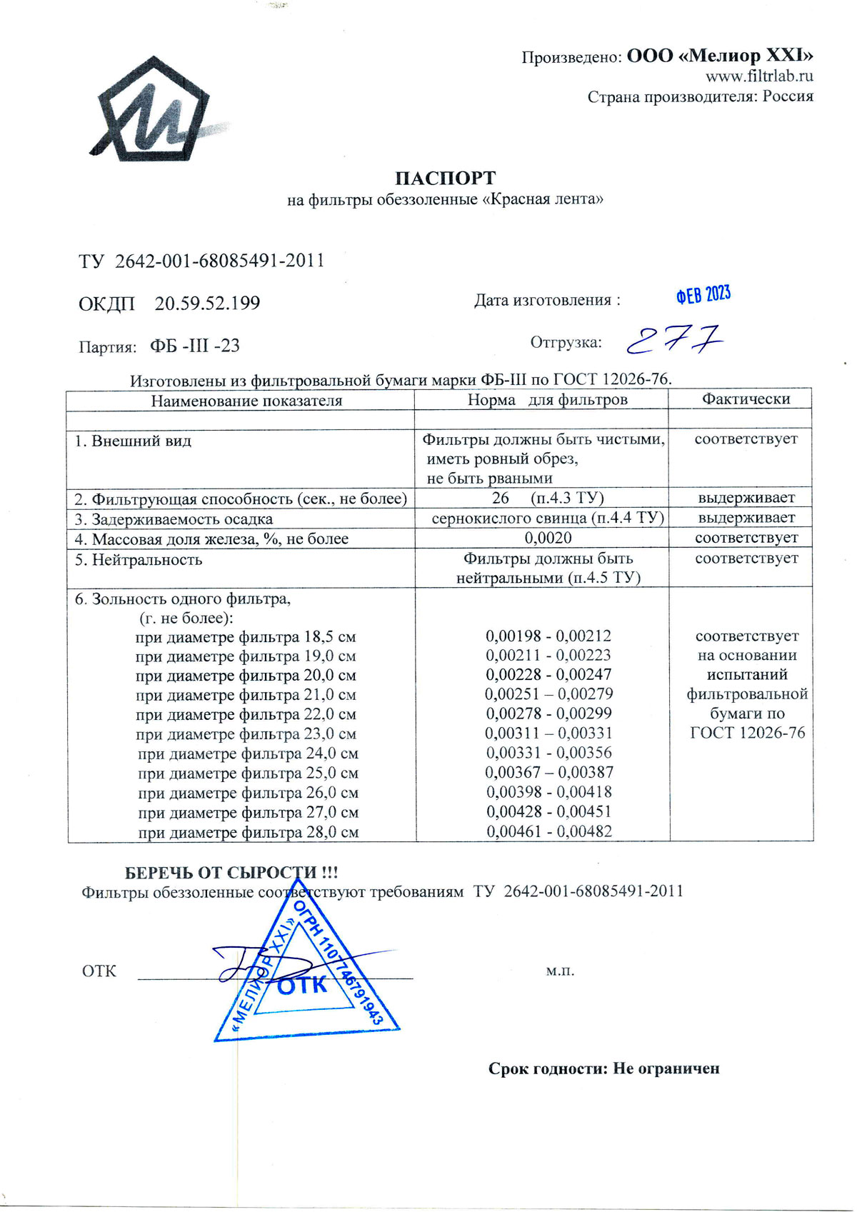 Фильтры обеззоленные Красная лента 18,5-28 см от 02.2023