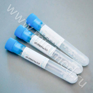 Пробирка лабораторная с коагулянтом (гранулы+активатор свертывания) 10 мл,16*100 мм, ПП, с голубой пробкой и этикеткой, уп. 1000 шт., Aptaca