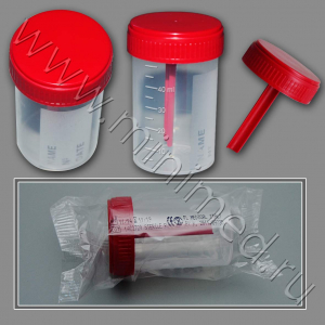 Контейнер лаб. д/взятия проб, 60 мл с завинч. крыш. и шпателем, стер., п/п, инд.уп./уп.500 шт, FL medical