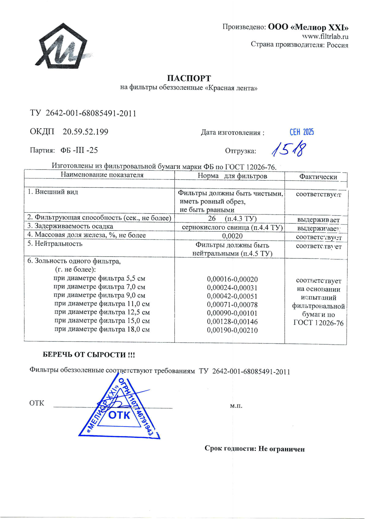 Фильтры обеззоленные Красная лента 5,5-18 см от 09.2025
